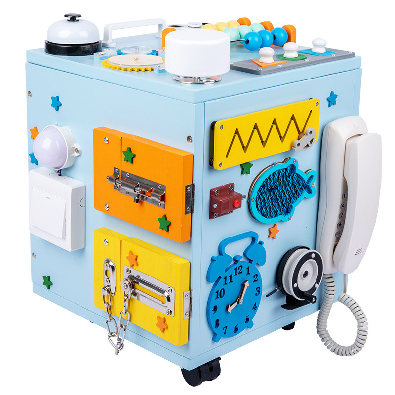 Nueva caja de madera Montessori para niños, caja de actividades de seis lados, caja del tesoro, caja multifuncional para que los bebés usen sus manos y su cerebro para jugar y desarrollar su inteligencia. image 7