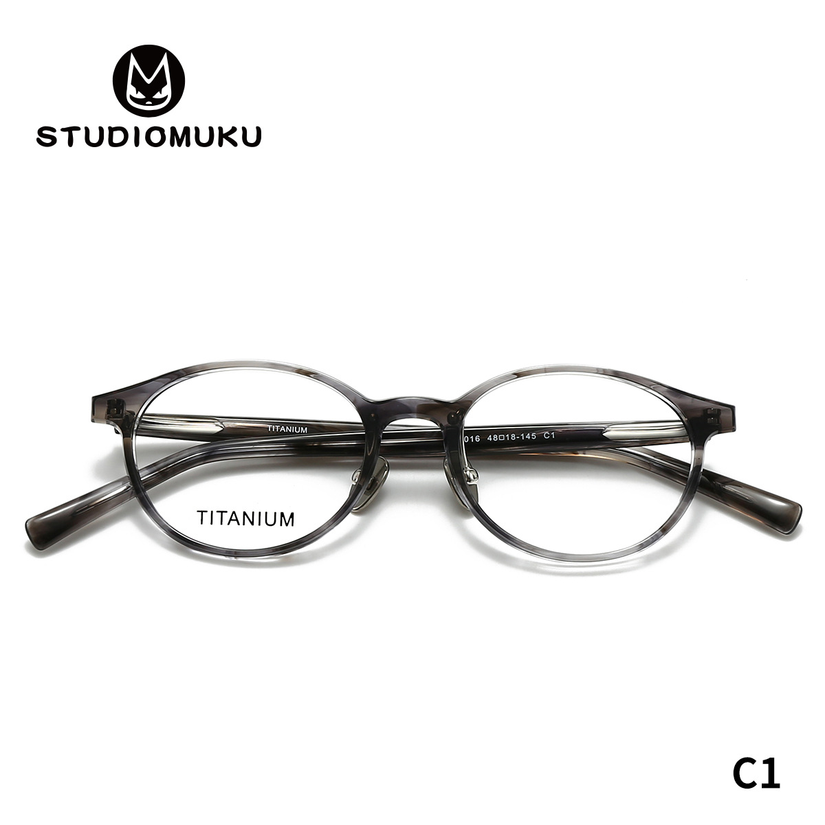 STUDIOMUKU gafas de madera frescas con marcos ovales minimalistas y no simples, marcos gruesos de titanio puro
