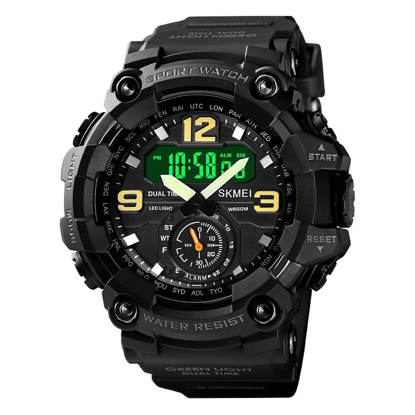 Skmei fresco de los hombres deportes al aire libre reloj grande dial multifuncional impermeable reloj electrónico de los hombres al por mayor