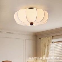 中古蚕丝吸顶灯日式诧寂风书房民宿卧室餐厅复古禅意奶油风灯具