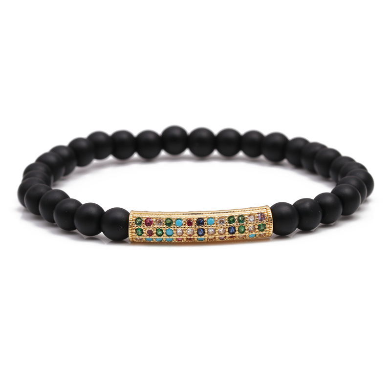 El Comercio exterior transfronterizo europeo y americano colorido circón codo pulsera de cuentas de piedra esmerilada de piedra de ojo de tigre DIY pulsera de cuentas