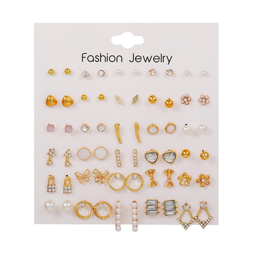 Wholesale 30 pairs of earrings and silver needles, Korean style suits, street stalls, simple and versatile, small and exquisite earrings, earrings design, cross-border