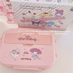 T9J5批發便攜304可愛不鏽鋼玉桂狗庫洛米分隔飯盒餐盒學生上班族