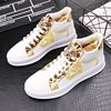 Trend loafers platform, men's white shoes, high sneakers, casual footwear, European style, with embroidery