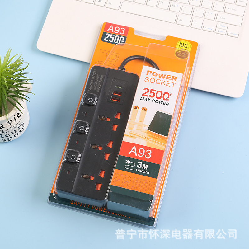 2USB + 1Type-c enchufe de paquete de alta frecuencia Arabia Saudita estándar británico estándar europeo estándar americano 110V a prueba de descargas eléctricas para niños