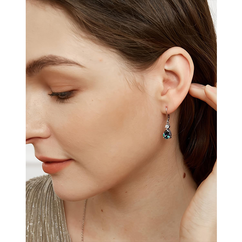 TEMU Europa y los Estados Unidos transfronterizos 925 plata esterlina pendientes de zircón coloridos para mujeres otoño y invierno lujosos pendientes de alta sensación