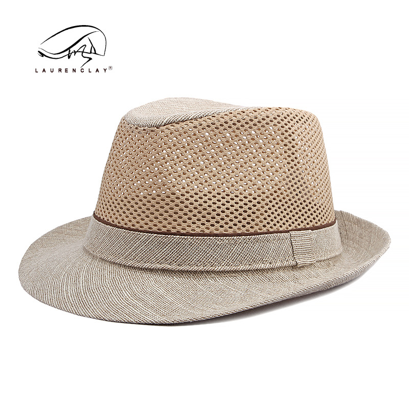 Sombrero de mediana edad y ancianos al por mayor de verano transpirable sombrero de Jazz sombrero de playa de los hombres malla transpirable protección solar sombrero solar