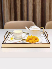 5ZV7批發托盤金屬下午茶家用美式輕奢茶几收納蛋糕麵包水果盤茶盤