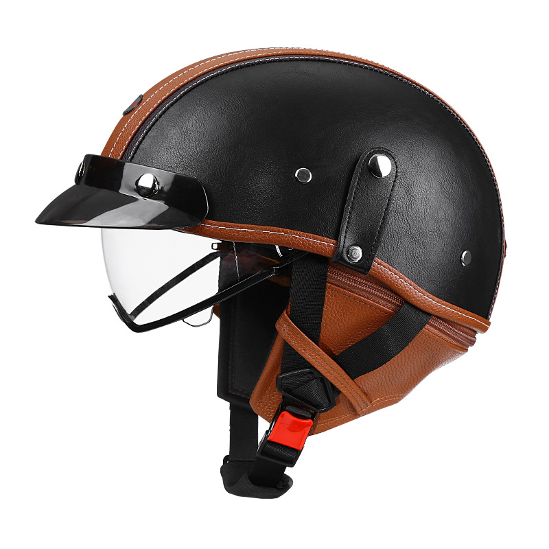 Helmet, Motuoche Motosiklet kaskı (dəbilqə) - r09-brown-black-transparent-visor-m-55-56cm-head-circumference