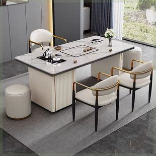Rock plate tea table integrated a set of light luxury modern simple home office multifunctional tea table