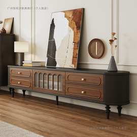 法式电视柜复古中古风实木电视机柜茶几组合客厅家用2025新款美式