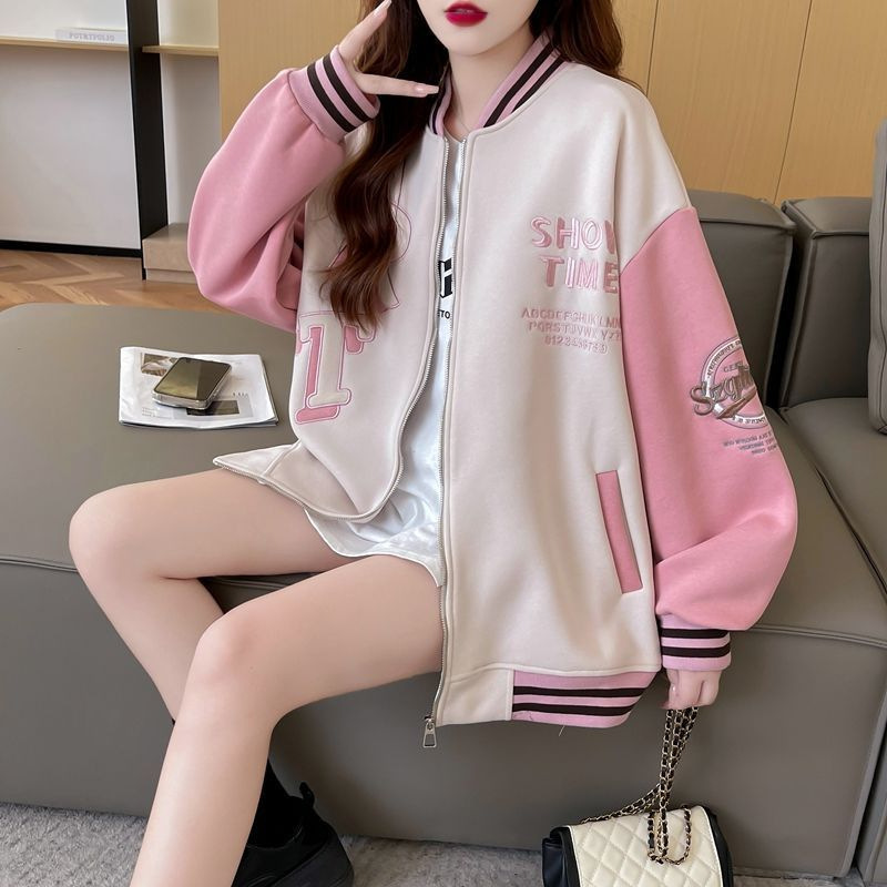 Abrigo de otoño para niñas 2024 nuevos niños de mediana edad, primavera, otoño e invierno, uniforme de béisbol, versión para estudiantes, chaqueta de punto con cremallera, marea