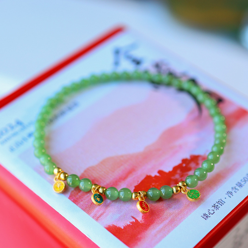 Russian Material High-Quality Natural Yang Green Jasper Bracelet for Women with Fine Beads for Good Luck S925 Bracelet with Accessible Luxury and High-End Sense