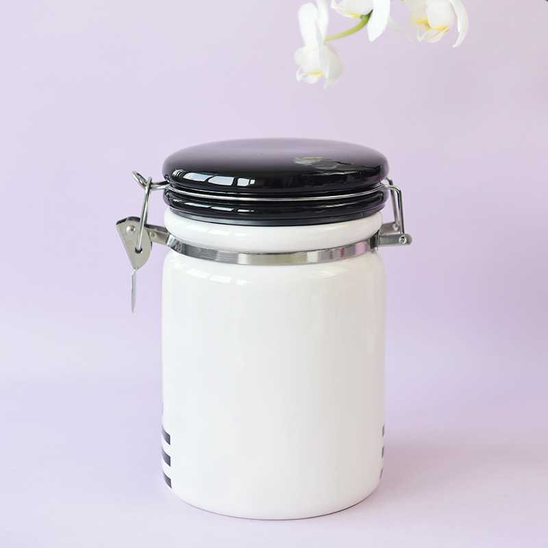 Tarro sellado de cerámica creativa con hebilla frasco de almacenamiento grande con tapa tarro de té redondo tarro de almacenamiento de granos de alimentos