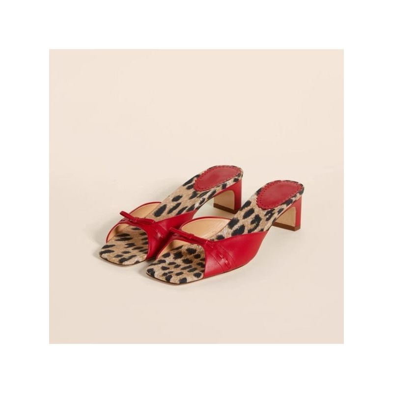 Retro All-match Thick Heel Kitten Heel Mule Bow Sandals French Square Toe High Heel Open Toe Sandals for Women Retro All-match Thick Heel Kitten Heel Mule Bow Sandals French Square Toe High Heel Open Toe Sandals for Women