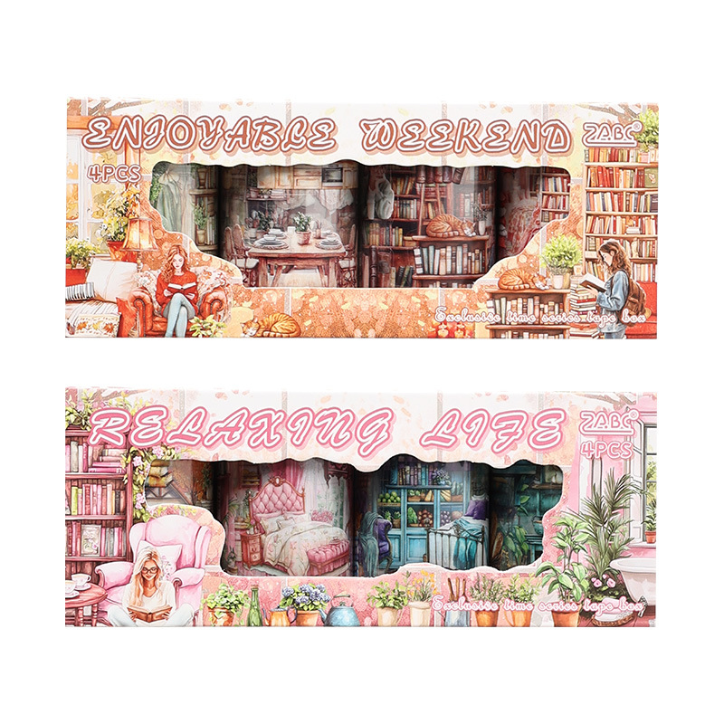 Exclusive Time Series Caja de juego de cinta de pet impermeable transparente Cuenta de mano retro transfronteriza Etiqueta engomada de material de paisajismo de bricolaje