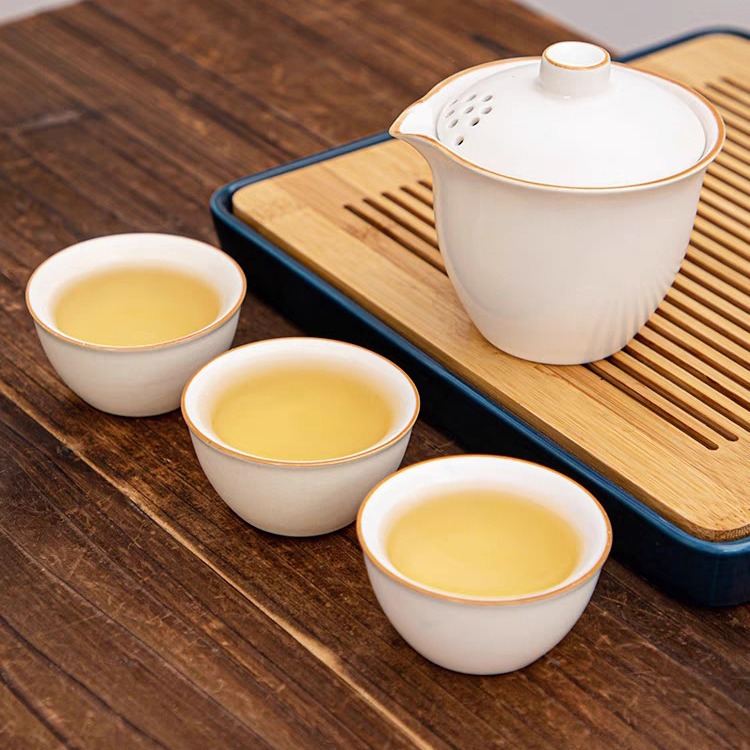 汝窯旅行茶具套裝功夫泡茶壺一壺三杯戶外喝茶泡茶器便攜式快客杯