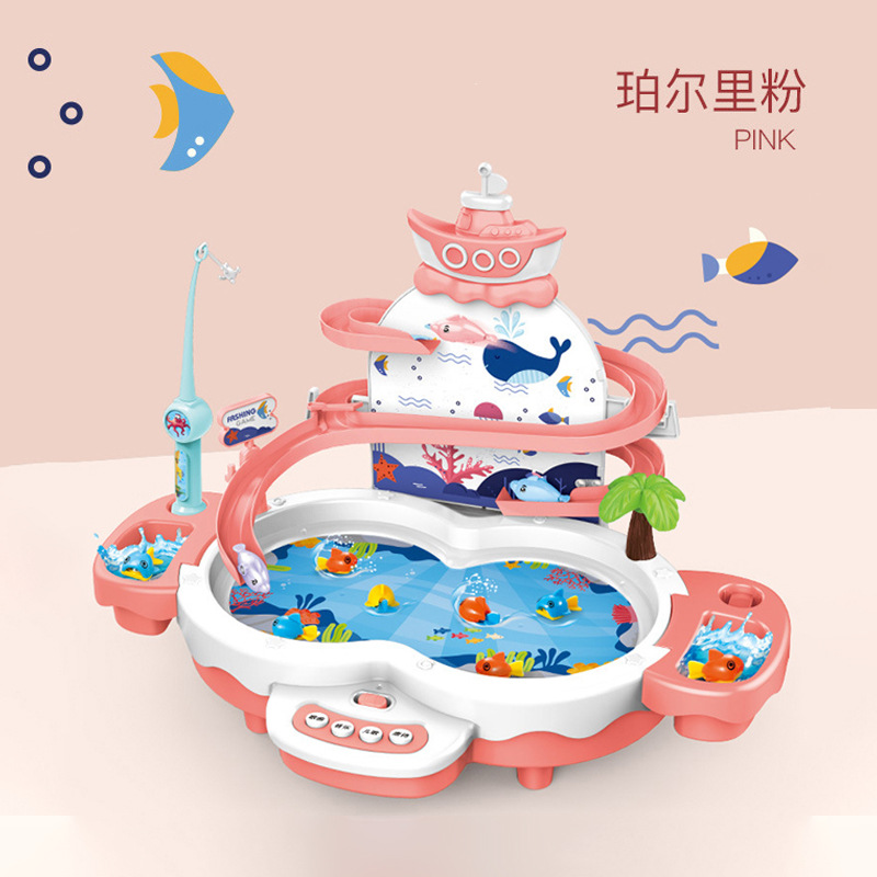 Children's Fishing Toy Baby Baby Dolphin Electric Fishing Disc Set Magnetic Levitation Track Early Education Table Game