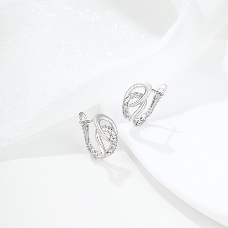 Aretes de Doble Anillo en Forma de Gota de Aleación de Cobre Galvanizado
