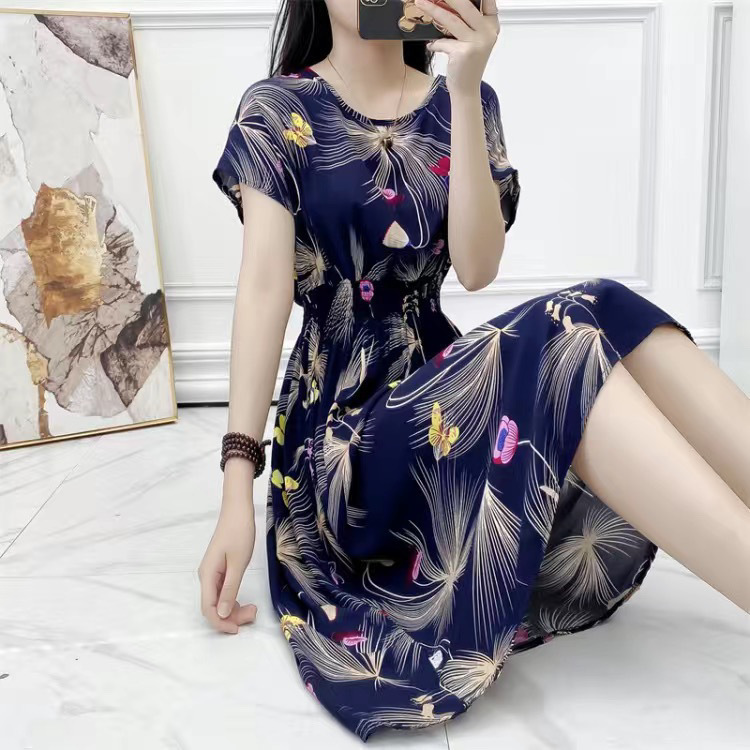 Completo gonna mare in seta e cotone donna stile bohémien midi_voghion.com