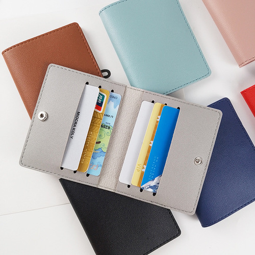 Cross-border multi-color thickened pu leather girls' ID card holder with multiple card slots and large capacity card holder card holder wholesale