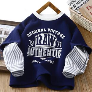 [4003 people's collection] boys 2025 spring new sweater children's fake two large children's spring and autumn children's clothing
