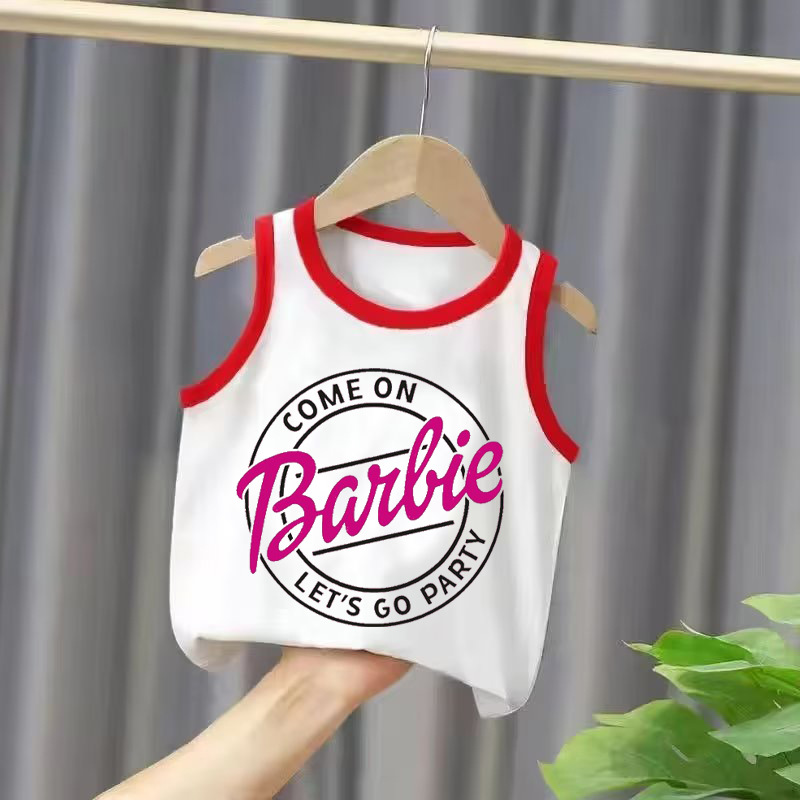 Barbie Bestselling Kids' Apparel 100-160 Size Medium Kids Sleeveless Backless Top Summer New Arrival Amazon