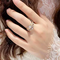 Crown Ring женское кольцо с бриллиантом два-в-одном отверстие Регулируемый один из двух частей ниша дизайн Расширенный