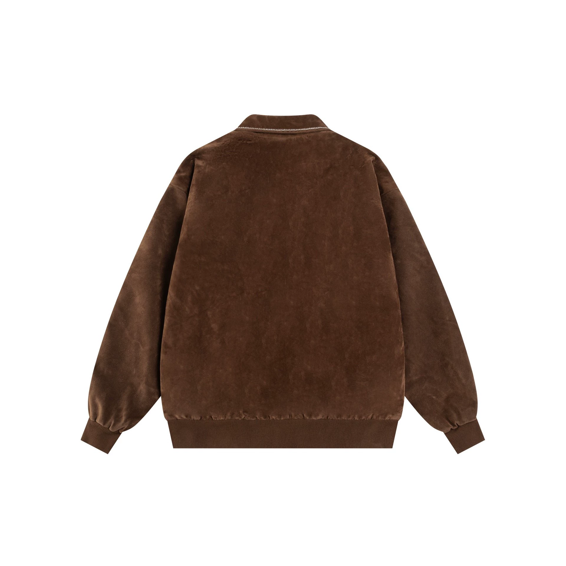 Autumn suede leather baseball uniform, jacket, with embroidery