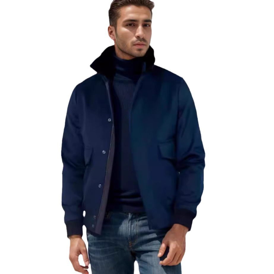 Νέα ανδρική ζακέτα με βελούδινο γιακά και μάλλινο παλτό για την άνοιξη και το φθινόπωρο του 2024, casual_voghion.com