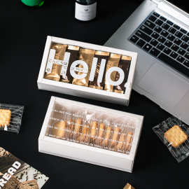 ins透明饼干盒雪花酥曲奇牛轧太妃糖抽屉盒玛德琳糖果烘焙包装盒