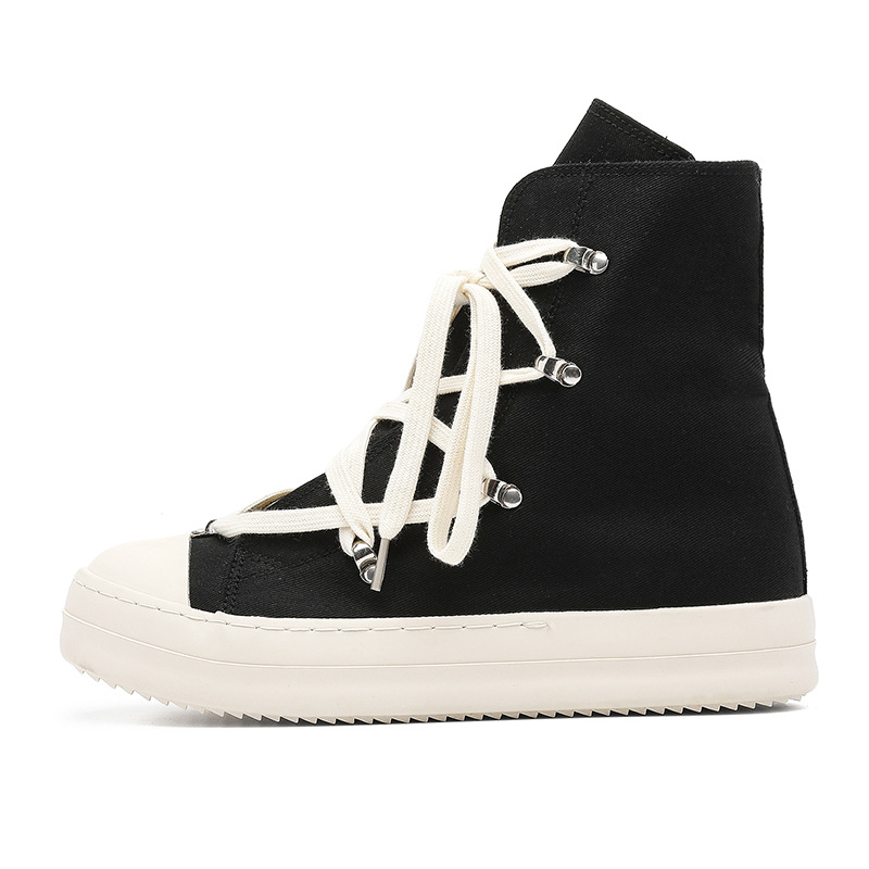 Scarpe da uomo RO High Top, nuove scarpe autunno e inverno, stivali Martin in tela con stella a cinque punte, sneakers casual in vera pelle con suola spessa, alla moda._voghion.com