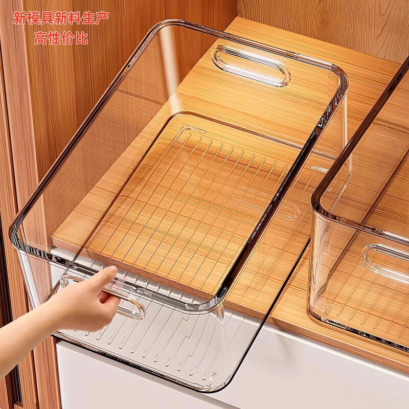 Transparent storage box, cabinet, kitchen, drawer-style, large capacity, with handle, moisture-proof, thickened, multi-functional storage box for snacks Transparent storage box, cabinet, kitchen, drawer-style, large capacity, with handle, moisture-proof, thickened, multi-functional storage box for snacks