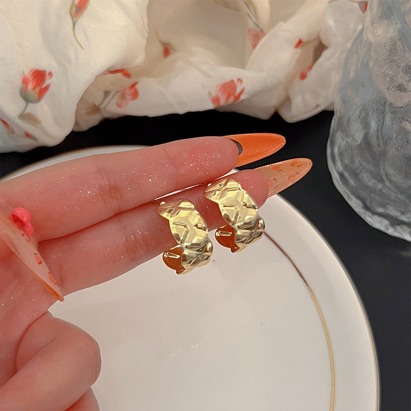 Anillo de metal francés aretes de anillo simple aretes de aretes nuevos estilos de estilo estilo estilo estilo de diseño de nicho temperamento único aretes de mujer cara pequeña