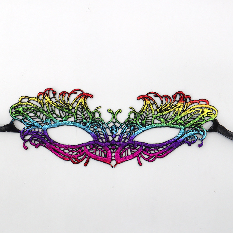 Ventas transfronterizas calientes de Halloween encaje sexy mitad cara máscara amorfa de alta calidad estampado de color eye mask accesorios de rendimiento