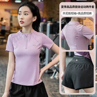 Q3Y【90%好评率】春夏运动服套装女专业健身房短袖短裤训练服瑜伽