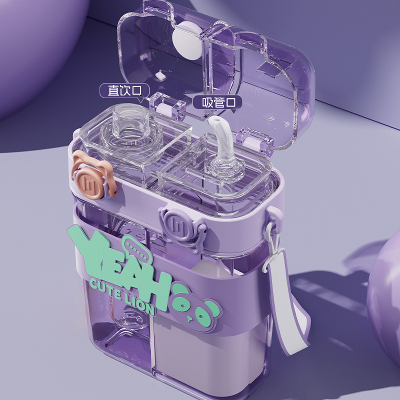 Tok Tok explosiva taza de bebida doble de gran capacidad taza de agua para niños estudiantes con paja taza de bebida de dibujos animados de alto valor al aire libre