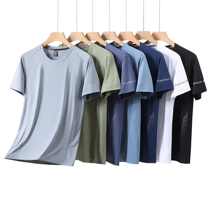2026 New Style Ice-Feel Breathable Sports T-Shirt for Men, Summer Quick-Dry Clothing, Ice Silk Men's Fitness Training Half-Sleeve Shirt 2026 New Style Ice-Feel Breathable Sports T-Shirt for Men, Summer Quick-Dry Clothing, Ice Silk Men's Fitness Training Half-Sleeve Shirt