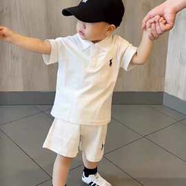 男童夏装翻领短袖儿童套装夏季新款2026宝宝短裤休闲POLO衫两件套