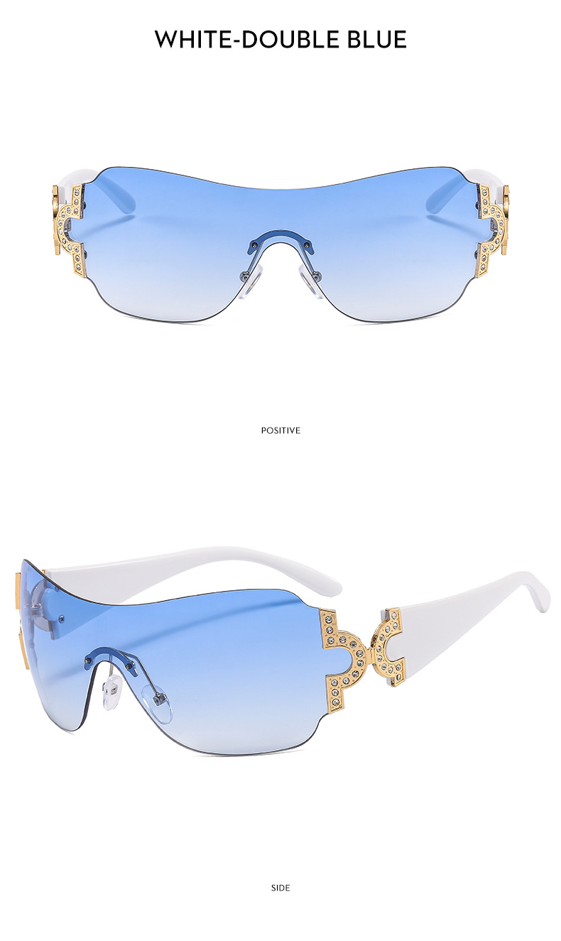 Style Simple Géométrique Pc Cadre Ovale Strass Sans Cadre Femmes De Lunettes De Soleil display picture 5