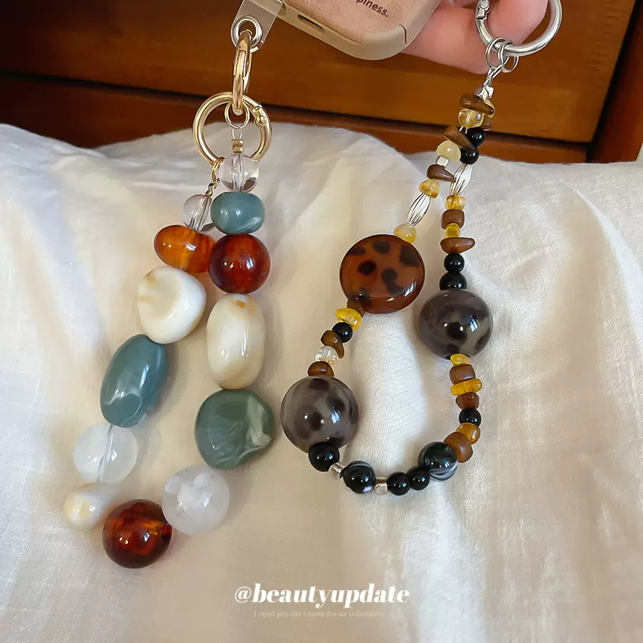 复古民族风亚克力晕染不规则钥匙扣时尚百搭手机链小众设计感配饰