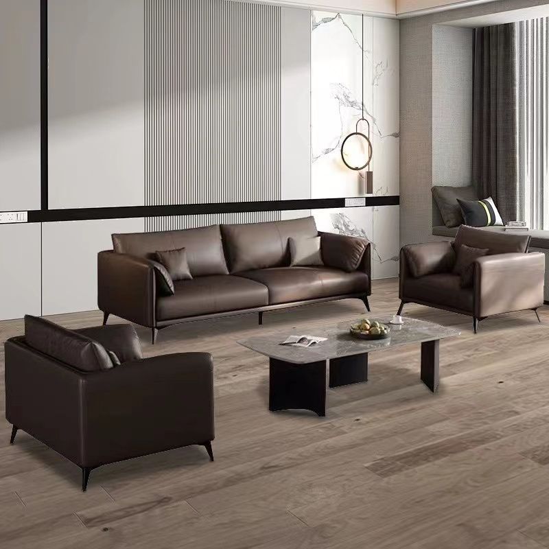 Cat Claw Leather Office Sofa Casual Business Reception Room Rest Area Three-Person Leather Coffee Table Combination