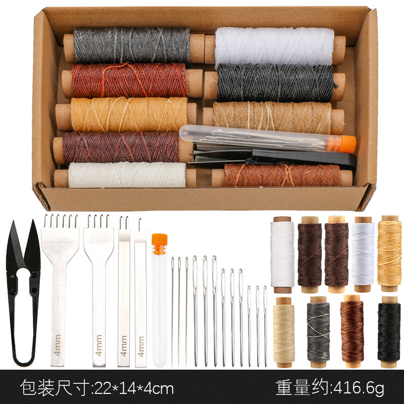 越境で人気の革細工用具、手縫いセット、DIY縫製針とワックス糸の組み合わせセット|undefined