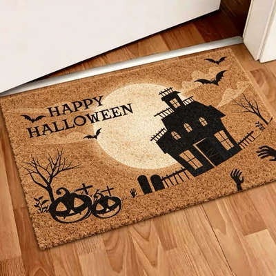 Avtomobil döşəmə paspasları — Mats, Faux Coconut Palm Fiber Loop - zx-halloween-moment-h05-3040-silk-circle-without-overlocking