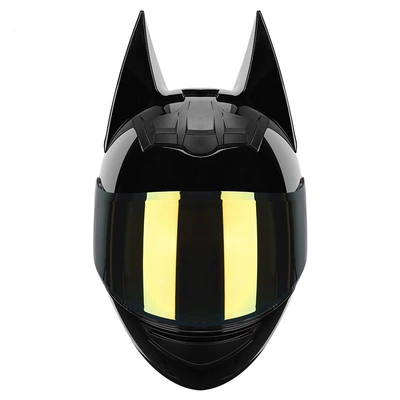 Motosiklet kaskı (dəbilqə) — Helmet, Motorcycle Full-Face Helmet - bright-black-max-gold-plated-lenses-s