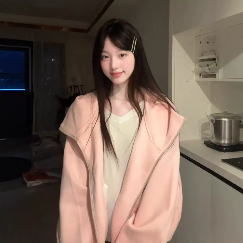 山东即墨卫衣外套女秋薄款韩系chic别致上衣多巴胺穿搭即墨卫衣女