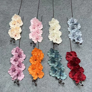 仿真6头蝴蝶兰 高枝绢布兰花结婚配饰家居装饰假花婚礼堂花艺插花
