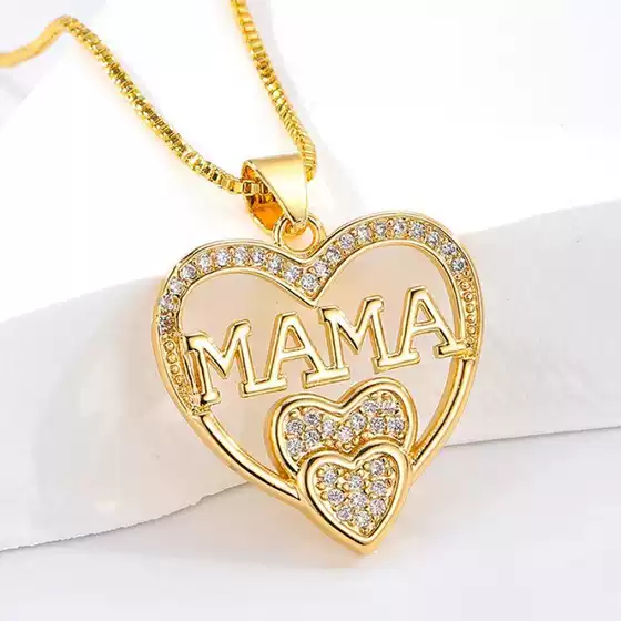 Cross border popular 18k zircon love pendant jewelry necklace, Mother's Day birthday gift, simple temperament collarbone
