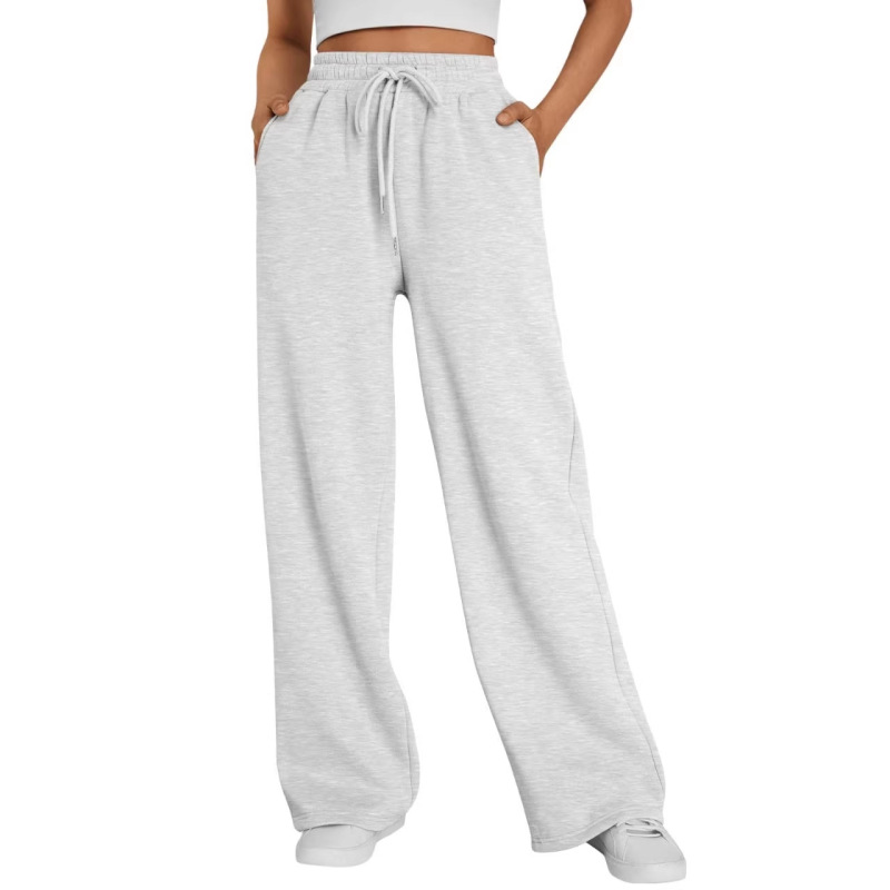 Amazon Cross-Border Trade Unisex Wide-Leg Sports Pants High-Waisted Loose Drawstring Joggers with Pockets Sweatpants in Stock