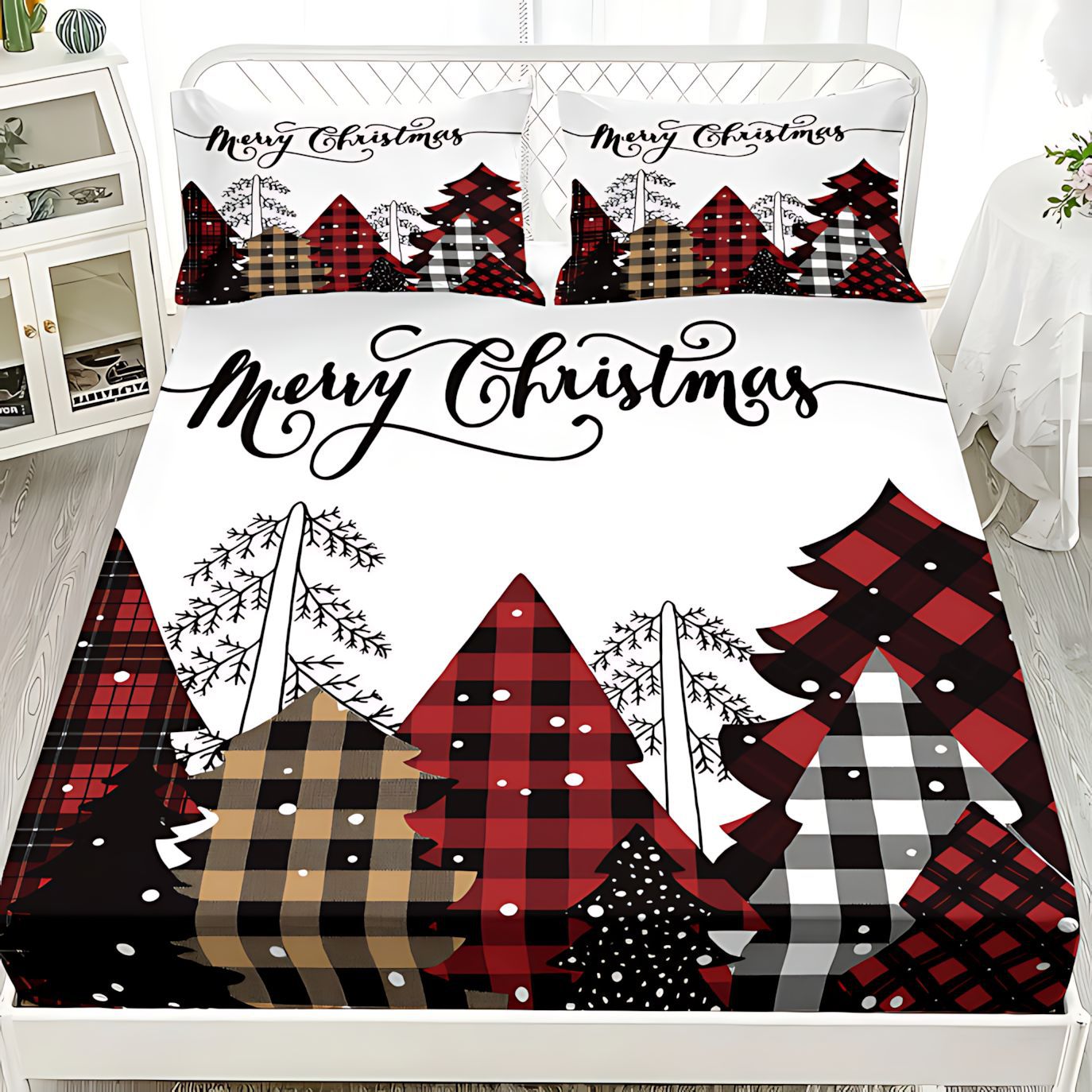 TEMU / JIT transfronterizo textil de moda de Navidad impresión digital HD cama de cama de cama de almohada de cama